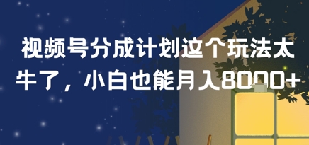视频号分成计划这个玩法太牛了，小白也能月入8k+-小白网创