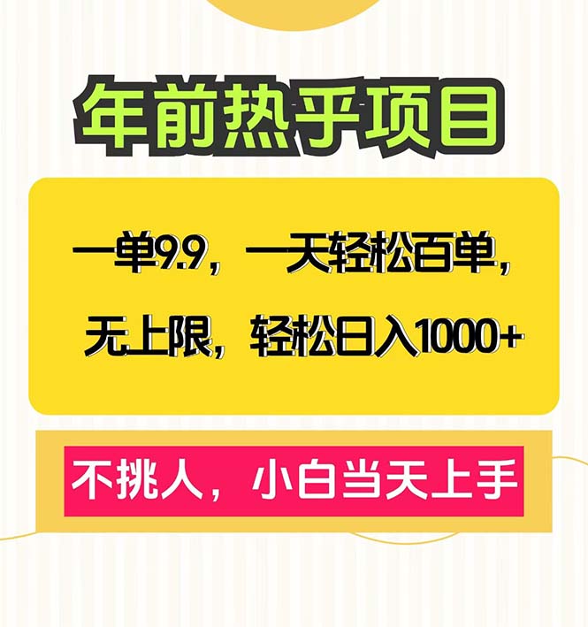 （13795期）一单9.9，一天百单无上限，不挑人，小白当天上手，轻松日入1000+-小白网创