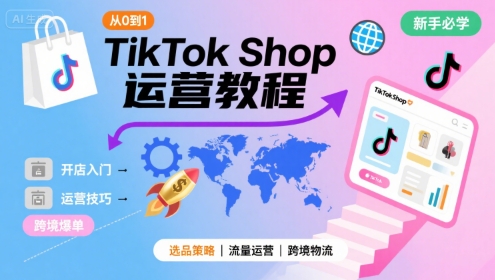 TikTok Shop从0到1运营教程，TikTok跨境电商新手必学课程-小白网创