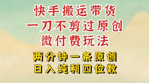 快手黑科技搬运带货，一刀不剪过原创，微付费投流玩法，轻松日入四位数，深层揭秘玩法-小白网创