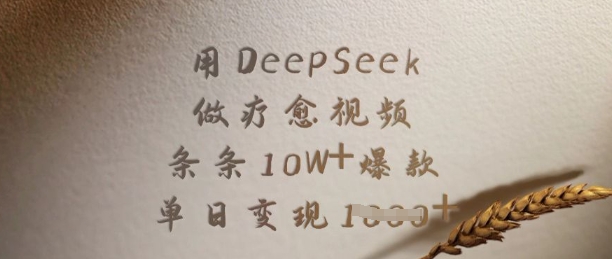 用DeepSeek做疗愈视频，条条10W+爆款，单日变现多张-小白网创