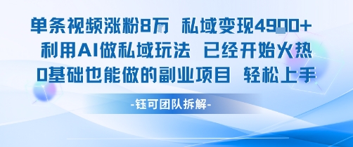 单条视频私域变现4.9k+利用AI做私域玩法 已经开始火热0基础也能做的副业项目轻松上手-小白网创
