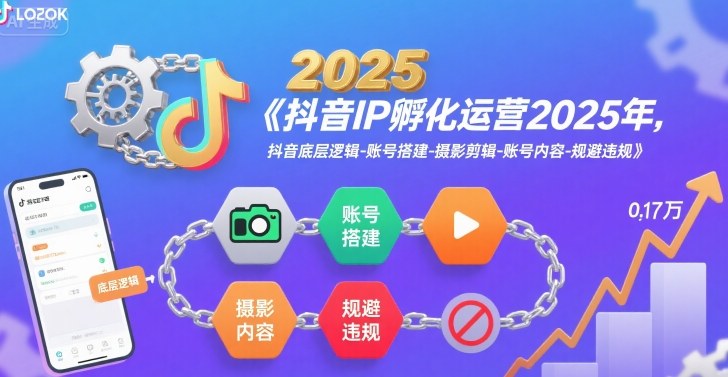 抖音IP孵化运营2025年，抖音底层逻辑-账号搭建-摄影剪辑-账号内容-规避违规-小白网创