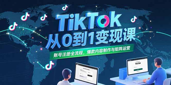 （15346期）TikTok从0到1变现课，账号注册全流程，爆款内容制作与矩阵运营-小白网创