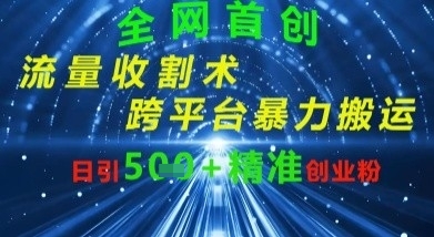 全网流量收割术：跨平台暴力搬运，日引500+精准创业粉-小白网创