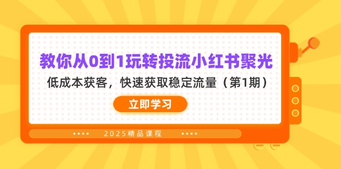 （14260期）教你从0到1玩转投流小红书聚光，低成本获客，快速获取稳定流量（第1期）-小白网创