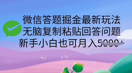 微信答题掘金最新玩法，无脑复制粘贴回答问题，新手小白也可月入5k-小白网创