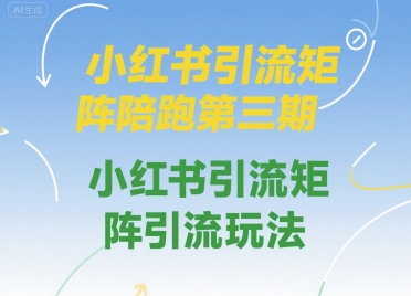 小红书引流矩阵陪跑第三期，小红书引流矩阵引流玩法-小白网创