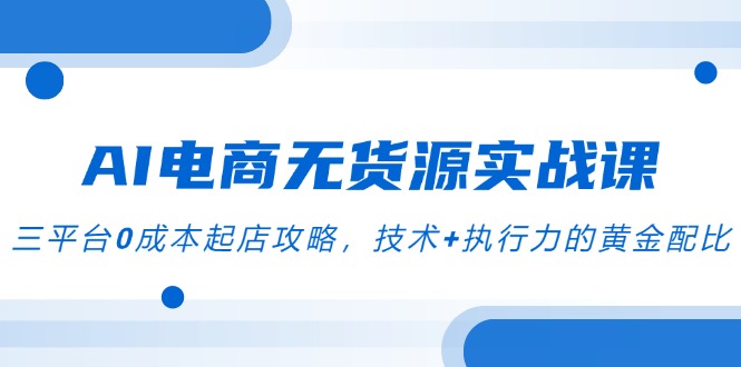（14982期）AI电商无货源实战课，三平台0成本起店攻略，技术+执行力的黄金配比-小白网创
