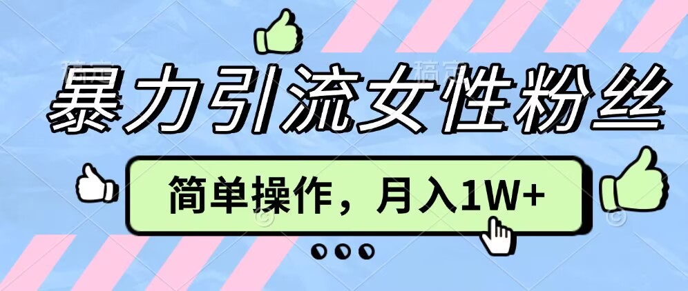 操作“零难度”小众项目，疯狂引流女性粉丝，月入轻松破 1W+-小白网创