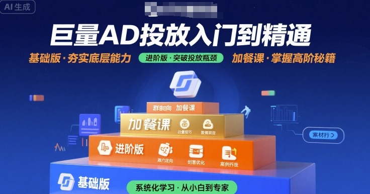 巨量AD投放入门到精通，基础版+进阶版+加餐课-小白网创
