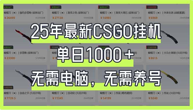 （14178期）25年最新CSGO挂机系统，单日1000+，无需电脑，无需养号，0基础可上手-小白网创