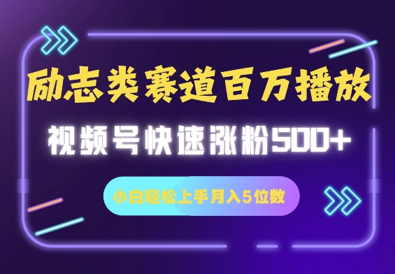 励志类赛道也能百万播放，快速涨粉500+视频号变现月入5位数-小白网创