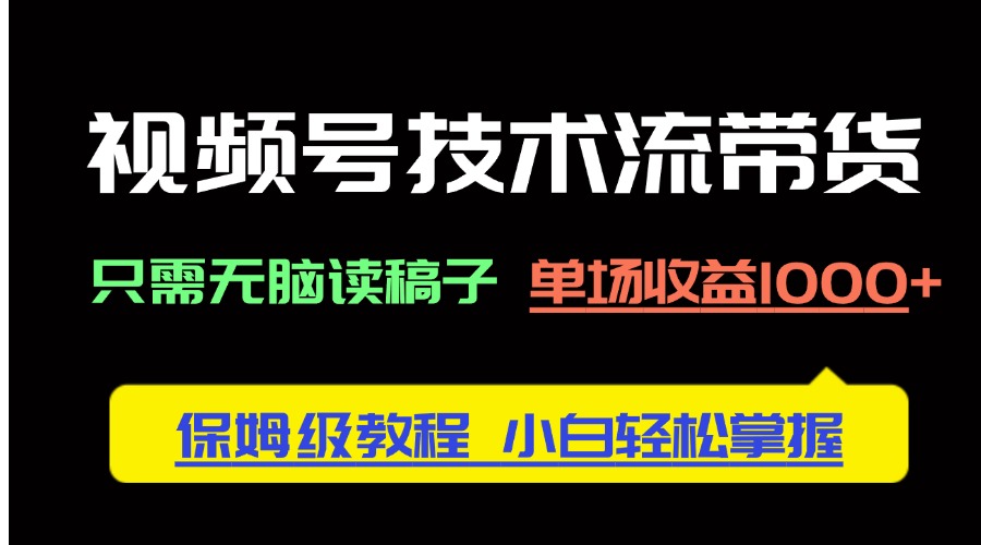 （14476期）视频号技术流带货，只需无脑读稿子，单场收益1000+ 保姆级教程，小白轻…-小白网创