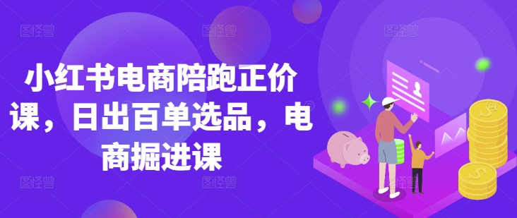 小红书电商陪跑正价课，小红书官方认证电商讲师教学，日出百单选品，电商掘进课-小白网创