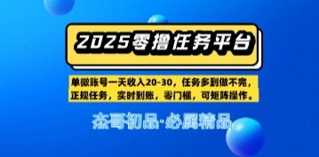【零撸任务平台第二期】单账号一天收入20，任务多到做不完，实时到账，零门槛，可矩阵操作-小白网创