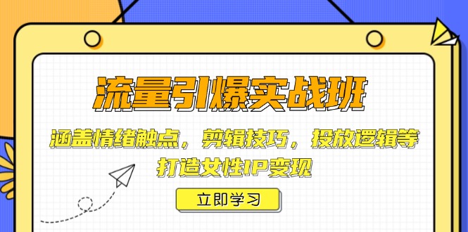 （14008期）流量引爆实战班，涵盖情绪触点，剪辑技巧，投放逻辑等，打造女性IP变现-小白网创