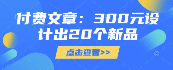 付费文章：300元设计出20个新品-小白网创