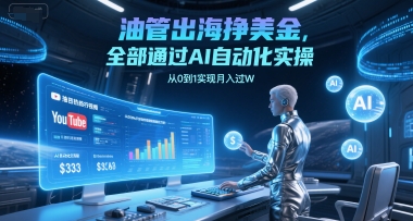 油管出海挣美金，全部通过AI自动化实操，从0到1实现月入过W-小白网创