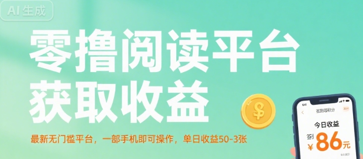 零撸阅读平台获取收益，最新无门槛平台，一部手机即可操作，单日收益50-3张【揭秘】-小白网创