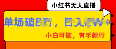 小红书无人直播，纯小白可做，有手就行，单场直播销售额破8w-小白网创