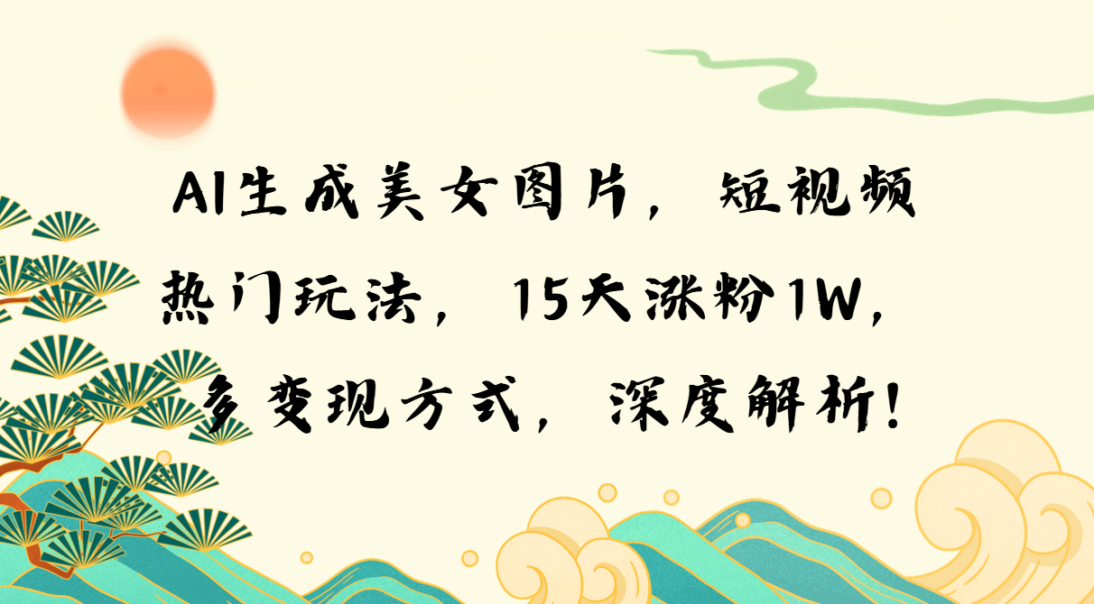 （13581期）AI生成美女图片，短视频热门玩法，15天涨粉1W，多变现方式，深度解析!-小白网创
