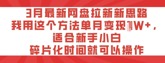 3月最新网盘拉新新思路，我用这个方法单月变现过W+，适合新手小白，碎片化时间就可以操作-小白网创