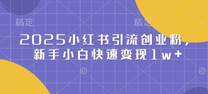 2025小红书引流创业粉，新手小白快速变现1w+-小白网创