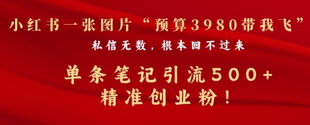 小红书一张图暴力引流500+精准创业粉-小白网创
