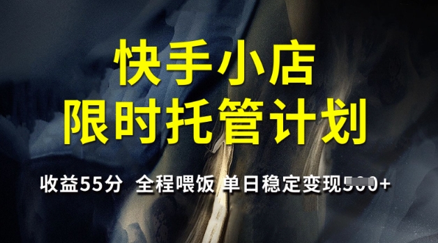 快手小店限时托管计划，收益55分，全程喂饭，单日稳定变现5张【揭秘】-小白网创