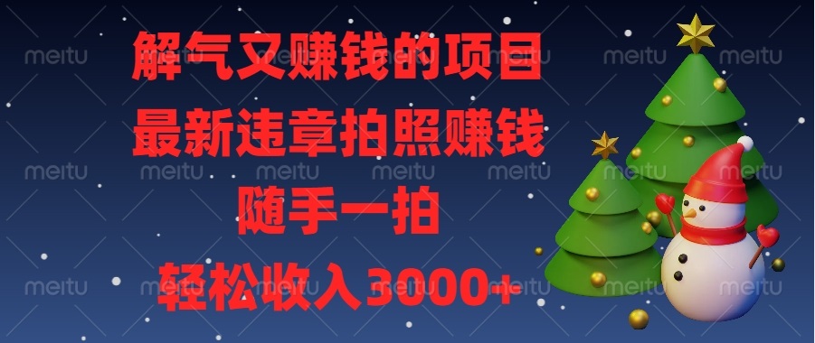 （13686期）解气又赚钱的项目，最新违章拍照赚钱，随手一拍，轻松收入3000+-小白网创