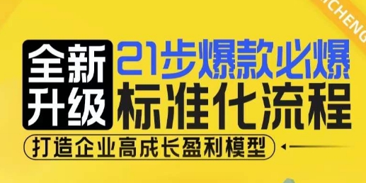 21步爆款必爆标准化流程，全新升级，打造企业高成长盈利模型-小白网创