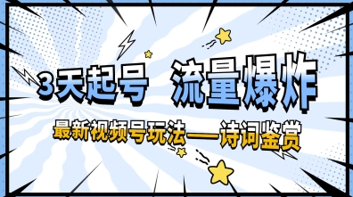 一天收入几张，视频号最新赛道—诗词鉴赏，3天必起，流量爆炸，新人也能轻松上手-小白网创