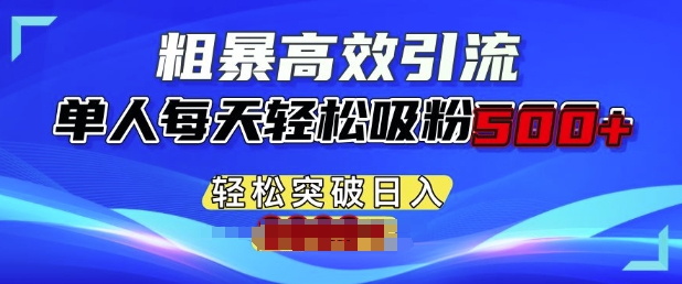 粗暴高效引流，单人每天轻松吸粉500+，轻松突破日入多张-小白网创