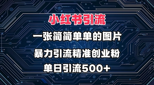 小红书图片打法，利用一张简简单单的图片，暴力引流精准创业粉，单日引流500+-小白网创