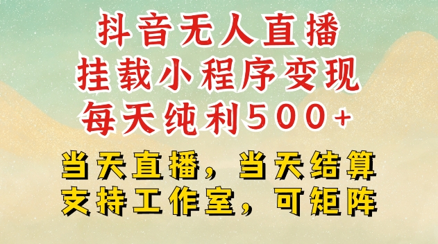 抖音无人直播挂载小程序变现每天纯利500+当天直播，当天结算支持工作室，可矩阵【揭秘】-小白网创