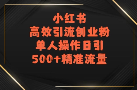 小红书高效引流创业粉，单人操作日引500+精准流量-小白网创