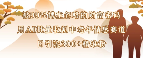 被99%博主忽略的财富密码：用AI批量收割中老年情感赛道，日引流300+精准粉-小白网创