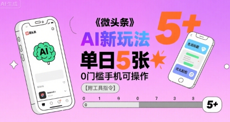 微头条AI新玩法，小白单日5张+，0门槛手机可操作【附工具指令】-小白网创