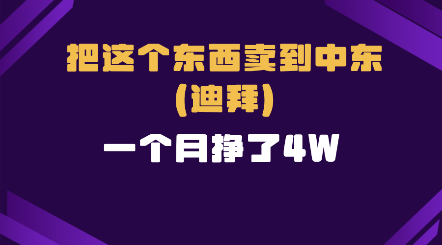 （13740期）跨境电商一个人在家把货卖到迪拜，暴力项目拆解-小白网创
