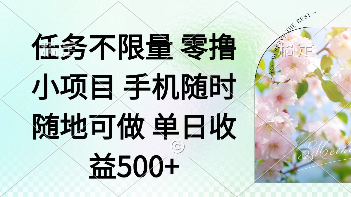 （14391期）零撸小项目 手机随时可做 任务不限量 单日收益500＋-小白网创