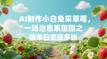 AI制作小白兔采草莓，一场治愈系田园之旅单日变现多张-小白网创