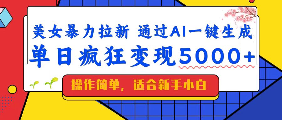 （14347期）美女暴力拉新，通过AI一键生成，单日疯狂变现5000+，纯小白一学就会！-小白网创