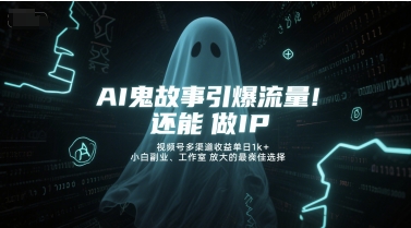 AI鬼故事引爆流量，还能做IP，视频号多渠道收益单日1k+，小白副业、工作室放大的最佳选择-小白网创