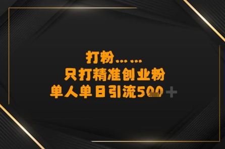 打粉只打精准创业粉，单人单日引流500+-小白网创