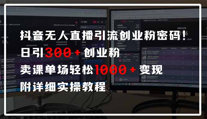 （14564期）抖音无人直播引流密码！日引300+创业粉 单场轻松1000+变现 附详细实操教程-小白网创