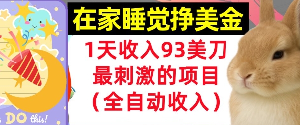 在家挣美金，1天收入93刀，最刺激的项目，0门槛，自动收入(首次公开)-小白网创