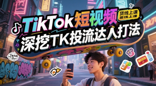 TikTok短视频带货线上课，深挖TK投流达人打法-小白网创
