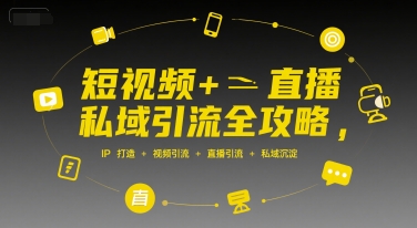 短视频+直播私域引流全攻略，IP打造 +视频引流 +直播引流 +私域沉淀-小白网创