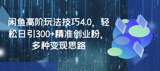 闲鱼高阶玩法技巧4.0，轻松日引300+精准创业粉，多种变现思路-小白网创